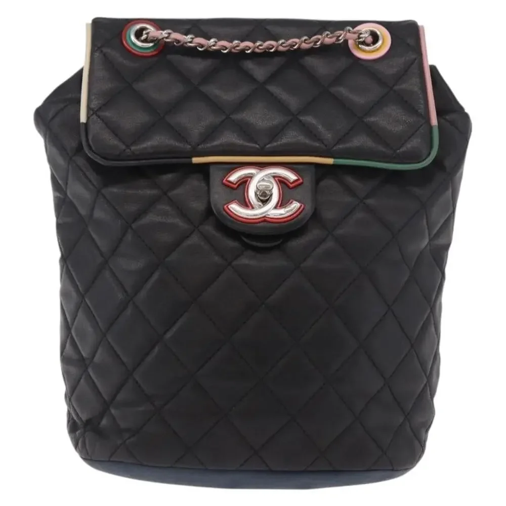 Chanel Matelasse Backpack Black Lambskin Leather